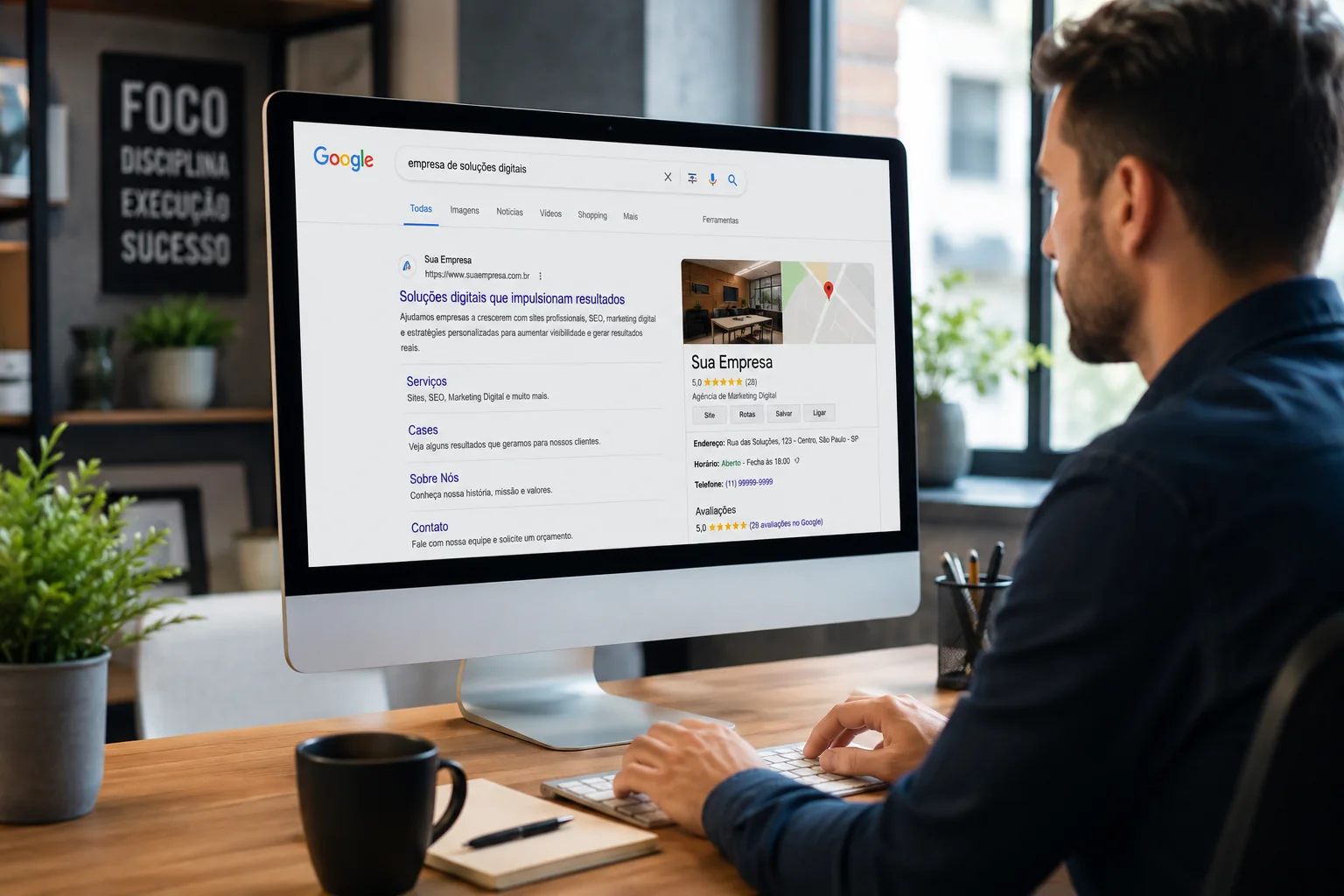 Ilustração de perguntas frequentes organizadas para SEO