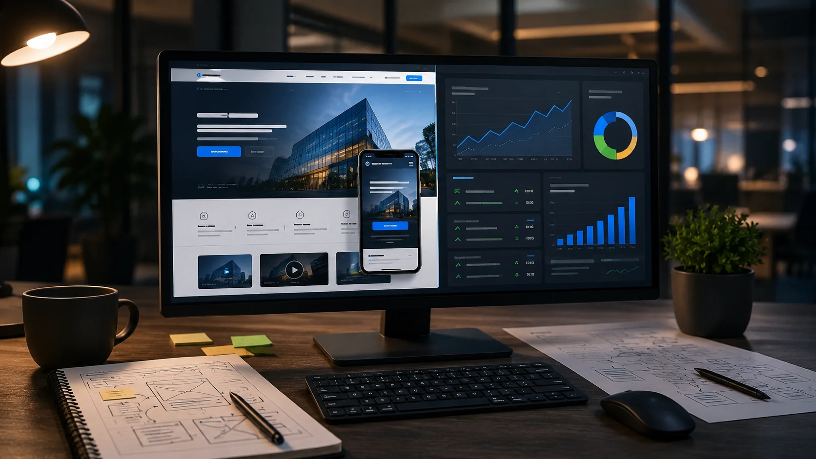 Painel de performance com Core Web Vitals e experiência de página
