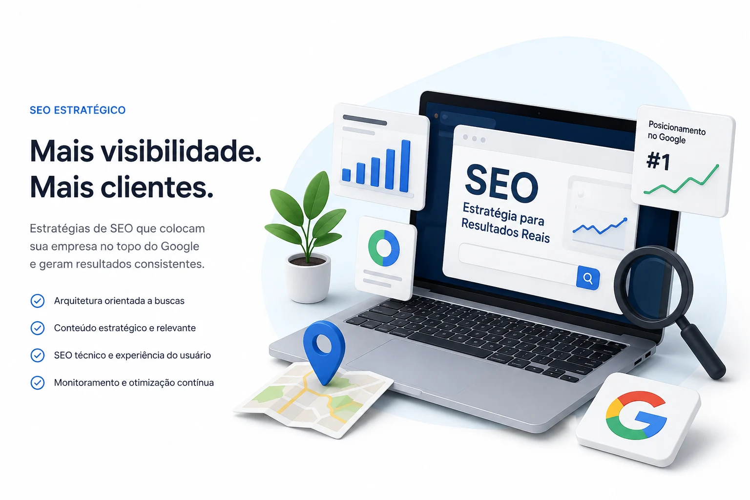 Ilustração de estratégia de SEO para pequenas empresas